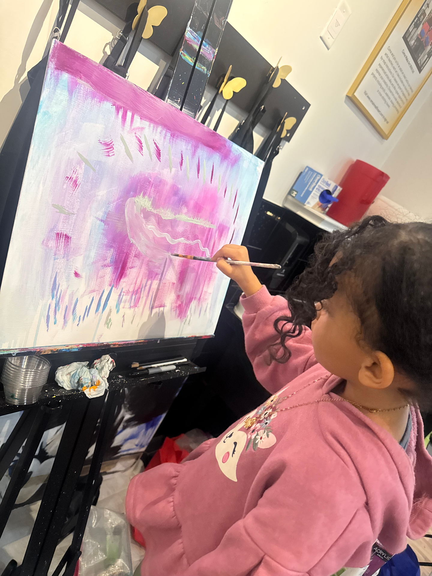 Finished pink and lavender painting